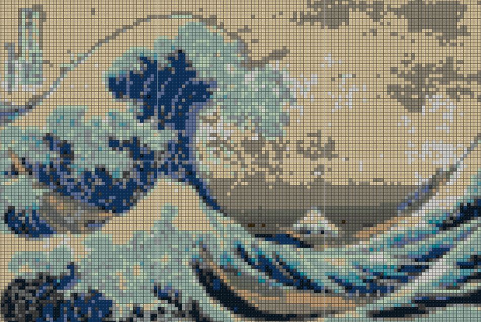 The Great Wave off Kanagawa converted into a LEGO® brick mosaic preview with PhotoToBrick